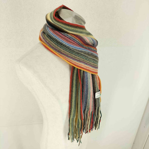 SCOTTISH TRADITION MADE IN SCOTLAND マルチカラーストライプフリンジマフラー メンズ