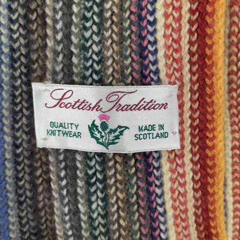 SCOTTISH TRADITION MADE IN SCOTLAND マルチカラーストライプフリンジマフラー メンズ