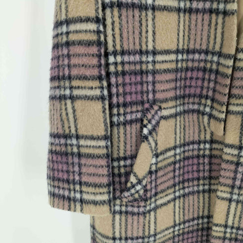 トナル TONAL シャギーチェックノーカラーコート レディース JPN:38