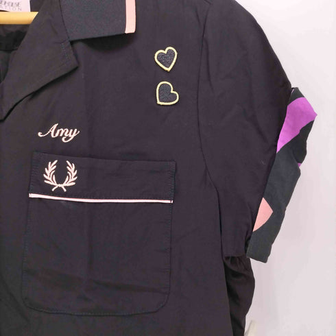 フレッドペリー FRED PERRY Amy Winehouse 月桂樹刺繍 開襟 半袖 シャツ レディース UK:16