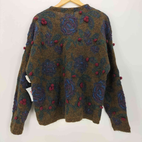 EXPRESS TRICOT 90S ボタニカル モヘヤ シャギー ニット カーディガン レディース import:M