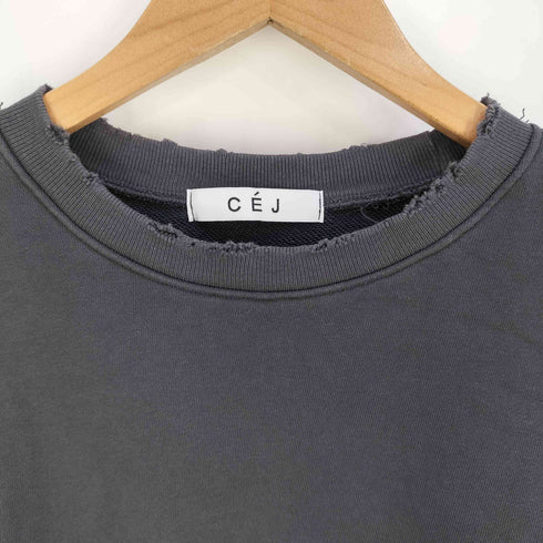 CEJ 再構築 変形 ダメージ クルーネックスウェット レディース FREE