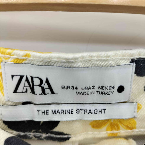 ザラ ZARA Floral Graphic Print Marine Straight Jeans レディース EUR:34