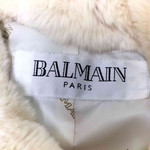 バルマンパリ BALMAIN PARIS レッキス ラビット ファー シープレザー ウエストベルト ショート コート レディース