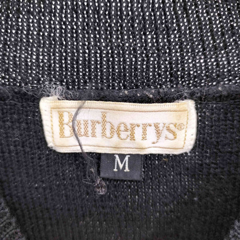 バーバリーズ BURBERRYS 80-90S 白金タグ カシミヤ 5% 混 モックネック ウール ニット セーター レディース import:M