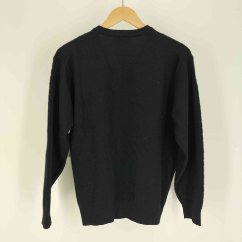 バーバリーズ BURBERRYS 80-90S 白タグ WOOL & CASHMERE カシミヤ 30% ウール ケーブル デザイン Vネック ニット レディース import:L