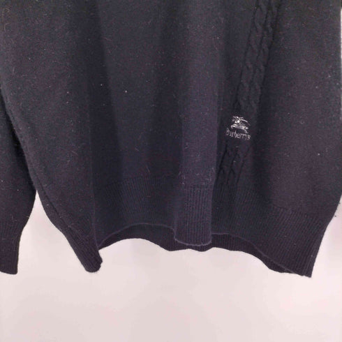 バーバリーズ BURBERRYS 80-90S 白タグ WOOL & CASHMERE カシミヤ 30% ウール ケーブル デザイン Vネック ニット レディース import:L