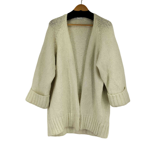 ザラ ZARA ウール混 ボタンレスカーディガン レディース S