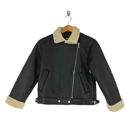 ザラ ZARA COMBO DOUBLE FACED BIKER JACKET フェイクレザージャケット レディース 11-12 152cm