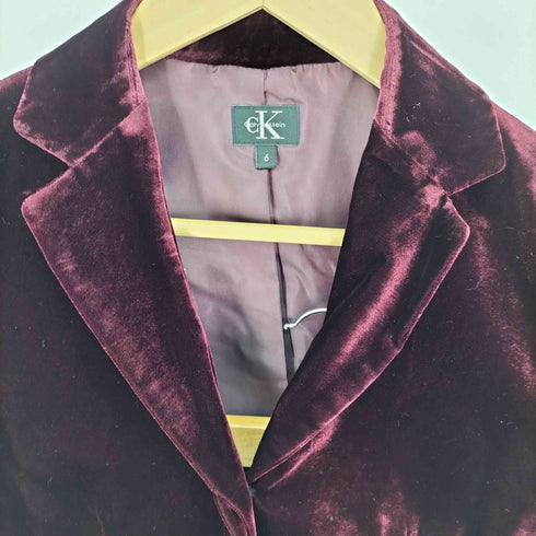 カルバンクライン CALVIN KLEIN レーヨン 比翼ボタン ベロア ジャケット タイト スカート セットアップ レディース 6