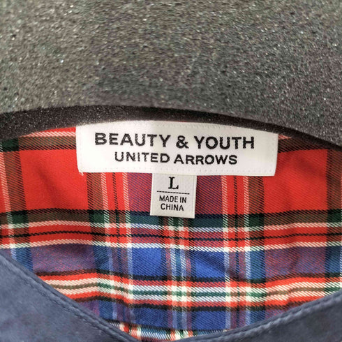 ビューティーアンドユースユナイテッドアローズ BEAUTY & YOUTH UNITED ARROWS タータンチェック バンドカラー ロングレリックシャツ レディース JPN:L