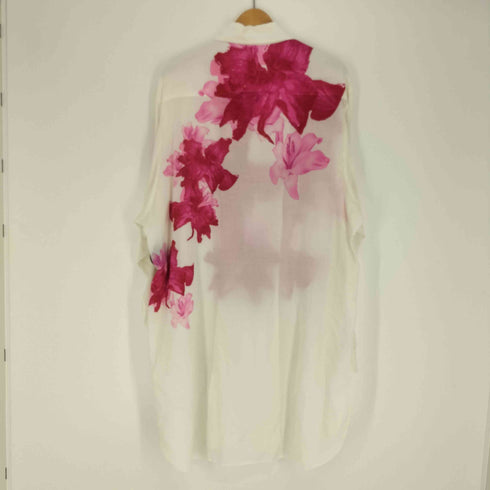 ヨウジヤマモトプールオム Yohji Yamamoto POUR HOMME 24AW CELLULOSE PINK FLOWER DESIGNED BLOUSE LOOK 41-42 セルロース ピンク フラワー デザイン ブラウス メンズ JPN:3