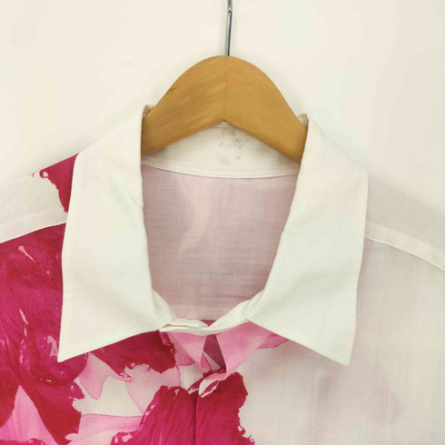 ヨウジヤマモトプールオム Yohji Yamamoto POUR HOMME 24AW CELLULOSE PINK FLOWER DESIGNED BLOUSE LOOK 41-42 セルロース ピンク フラワー デザイン ブラウス メンズ JPN:3