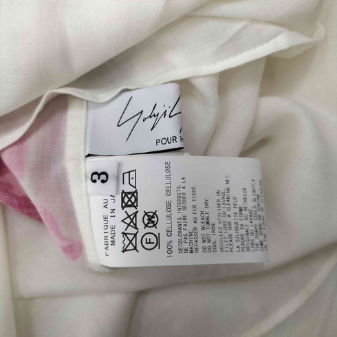 ヨウジヤマモトプールオム Yohji Yamamoto POUR HOMME 24AW CELLULOSE PINK FLOWER DESIGNED BLOUSE LOOK 41-42 セルロース ピンク フラワー デザイン ブラウス メンズ JPN:3