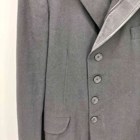 ヨウジヤマモトプールオム Yohji Yamamoto POUR HOMME 13AW レザー パッチワーク ウール ショート コート メンズ JPN:2