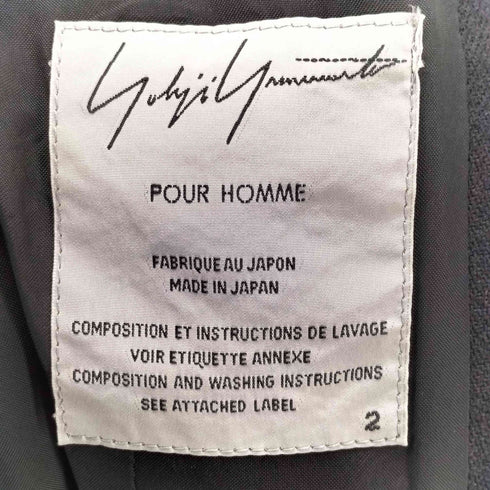 ヨウジヤマモトプールオム Yohji Yamamoto POUR HOMME 13AW レザー パッチワーク ウール ショート コート メンズ JPN:2