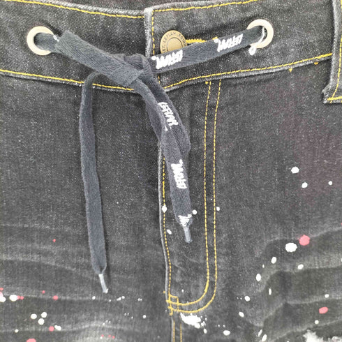 レフラー Leflah ブラックデニムペイントショーツ メンズ JPN:M
