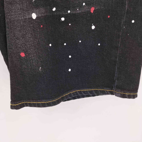 レフラー Leflah ブラックデニムペイントショーツ メンズ JPN:M