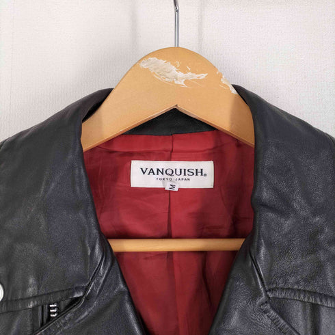 ヴァンキッシュ VANQUISH 裏地赤 カウレザー ダブルライダースジャケット メンズ JPN:M