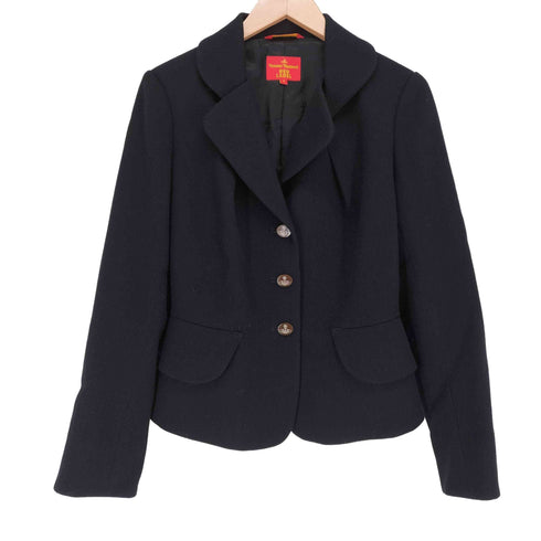 ヴィヴィアンウエストウッドレッドレーベル Vivienne Westwood RED LABEL オリゾンティタグ オーブボタン ウールテーラードジャケット レディース 3
