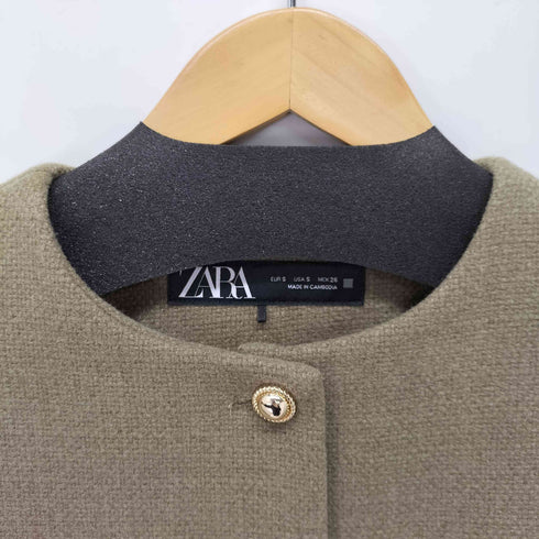 ザラ ZARA フラップクロップドジャケット ゴールドボタン ブレザー レディース S
