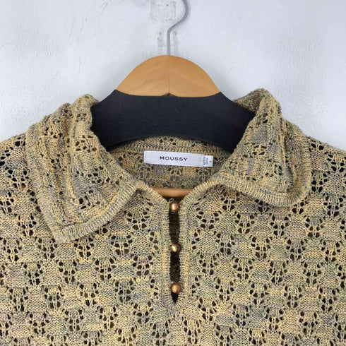 マウジー moussy OPEN WORK ニットポロ レディース FREE