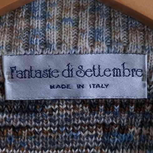 Fantasie di Settembre イタリア製 総柄 ウールアクリル ハーフジップ ハイネックニット メンズ 50