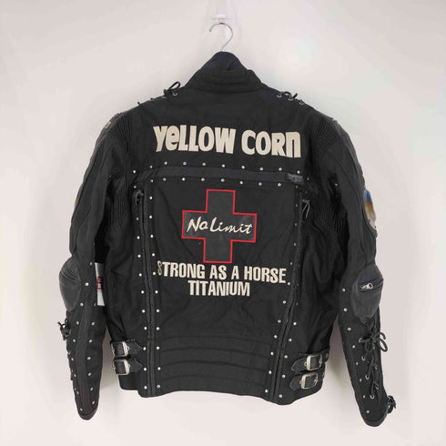 イエローコーン YELLOW CORN チタンパッド ライナー付き スタッズ 刺繍 バイクジャケット メンズ LL