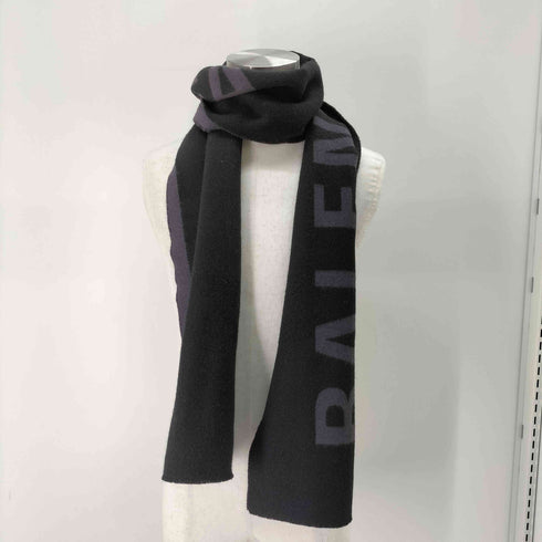 バレンシアガ BALENCIAGA ウール100% ロゴ大判マフラー メンズ 30x205