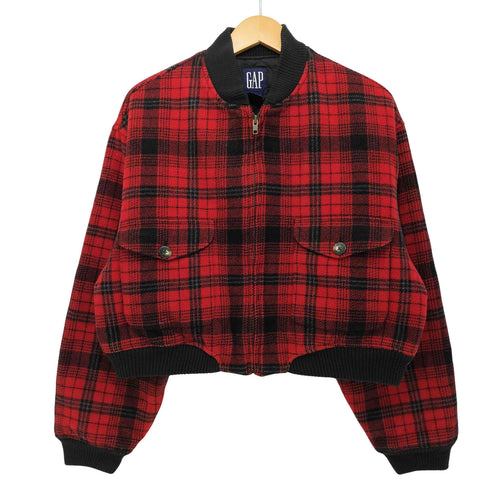 ギャップ Gap 90S OLD タータンチェック ジップアップ ブルゾン 短丈 メンズ import:M