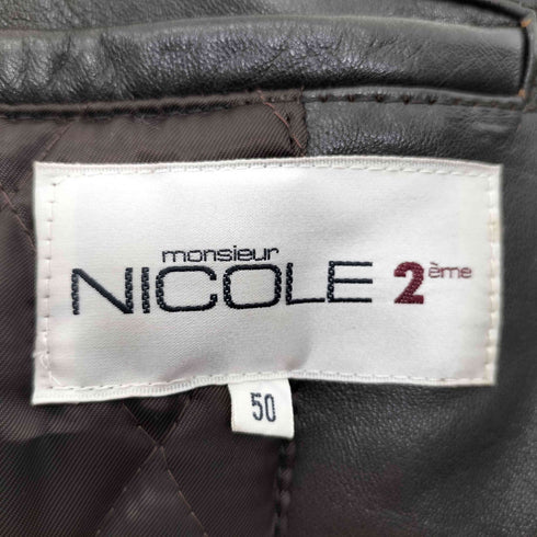 ムッシュ二コル MONSIEUR NICOLE 韓国製 羊革 裏地キルティング クルミボタンアジャスター シープスキン ジャケット メンズ JPN:50