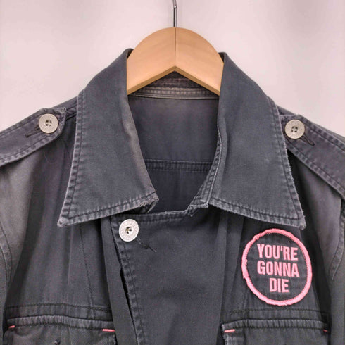 ヒステリックグラマー HYSTERIC GLAMOUR DESTROY ALL MONSTERS ワッペン バックプリント エポレット コットン ミリタリー ハーフ コートジャケット ユニセックス メンズ