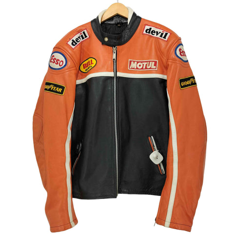 real leather レーシングジャケット メンズ import:XXL