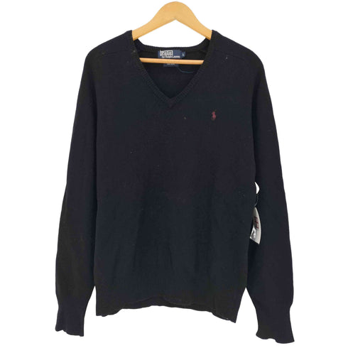 ポロバイラルフローレン Polo by RALPH LAUREN 90s ポニー刺繍 ウールVネックニット メンズ import:L