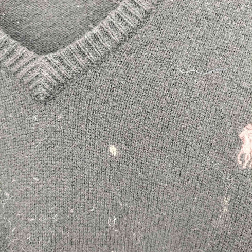 ポロバイラルフローレン Polo by RALPH LAUREN 90s ポニー刺繍 ウールVネックニット メンズ import:L