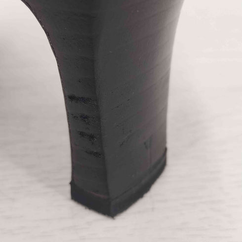 ミハマ MIHAMA リボンデザインスクエアトゥヒールブーツ Vibramソール レディース 37