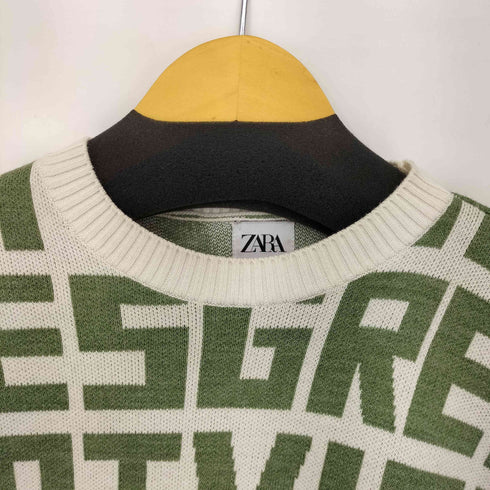ザラ ZARA 総柄 アクリル コットン ニット メンズ import:M