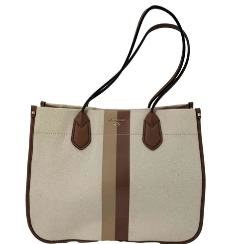 マイケルコース Michael Kors HEIDI ストライプ キャンバス×レザーベージュトートバッグ レディース
