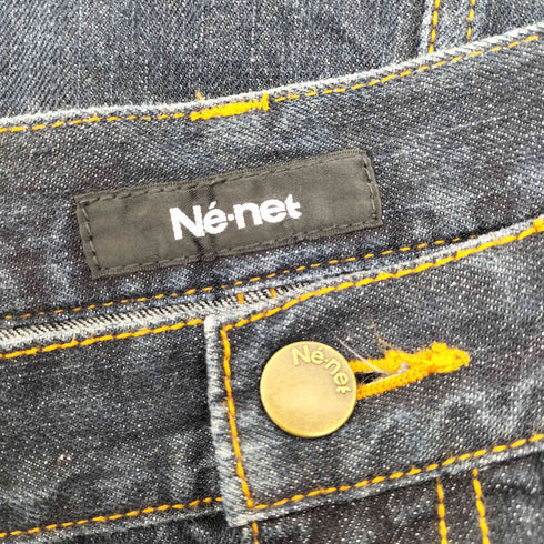 ネネット Ne-net 刺繍 デザイン ワイド デニム スカート レディース JPN:1
