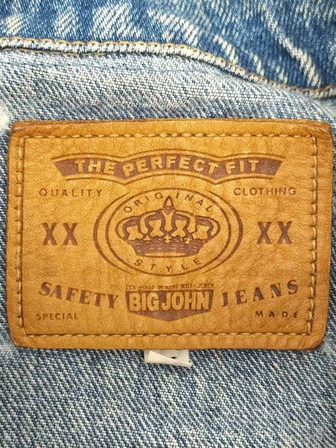 ビッグジョン BIG JOHN ケミカルウォッシュ加工 リメイク デニム ジャケット メンズ JPN:M