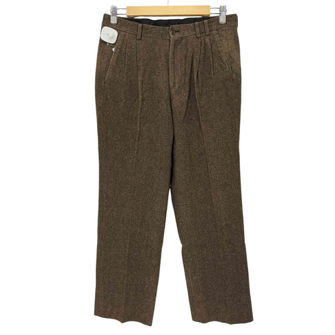 パパス papas カシミヤ混 センタープリーツ2タックウールテーパードスラックス メンズ
