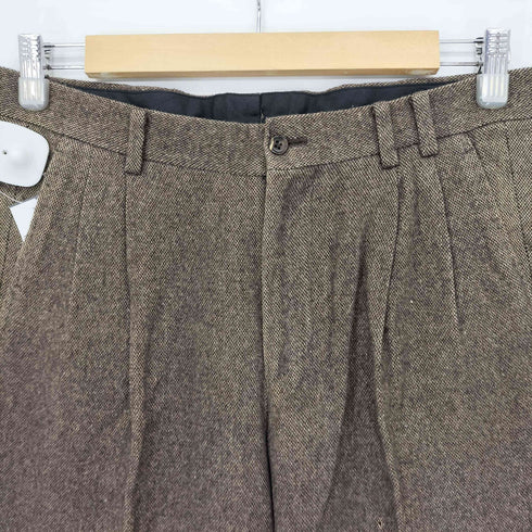 パパス papas カシミヤ混 センタープリーツ2タックウールテーパードスラックス メンズ