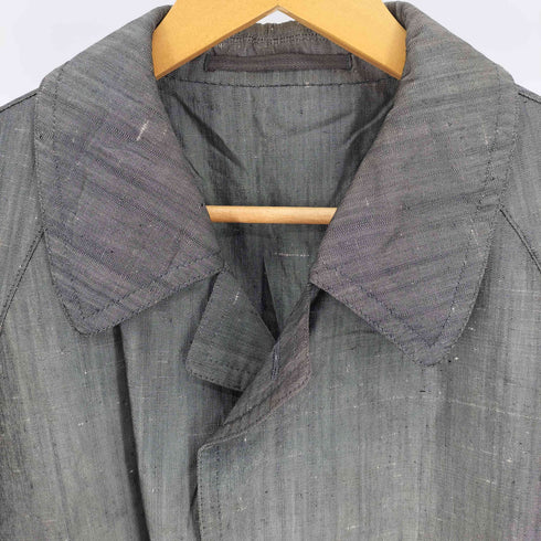 GIORDANO BASSO イタリア製 SETA PURA HENRY POOLE 裏地 玉虫 切替 絣り カスリ シルク ステンカラーコート メンズ