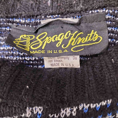 80S Spago knits USA製 花柄 総柄 メタリック ラメ アクリル ニット セーター レディース import:L