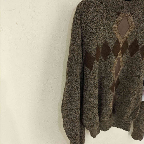 Gian Alberto MADE IN ITALY レザー切替 メランジアーガイルニット メンズ import:M