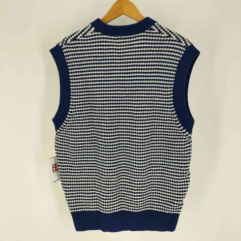 ザラ ZARA ボーダー コットン Vネック ニット ベスト メンズ L-XL