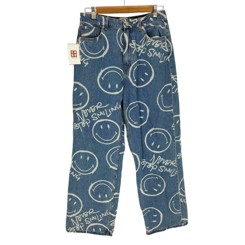 エイチアンドエム H&M SMILEY コラボ スマイル デザイン ルーズフィット ワイド デニムパンツ メンズ 42