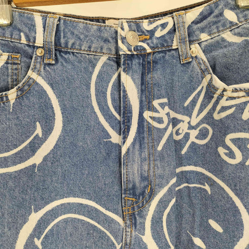 エイチアンドエム H&M SMILEY コラボ スマイル デザイン ルーズフィット ワイド デニムパンツ メンズ 42