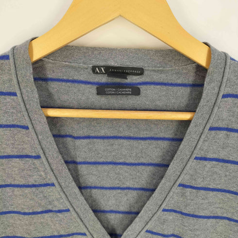 アルマーニエクスチェンジ ARMANI EXCHANGE ボーダー カシミヤ混 コットン ニット カーディガン メンズ import:L