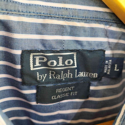 ポロバイラルフローレン Polo by RALPH LAUREN regent classic fit ポニー刺繍 ストライプ ワイドカラーシャツ メンズ import:L